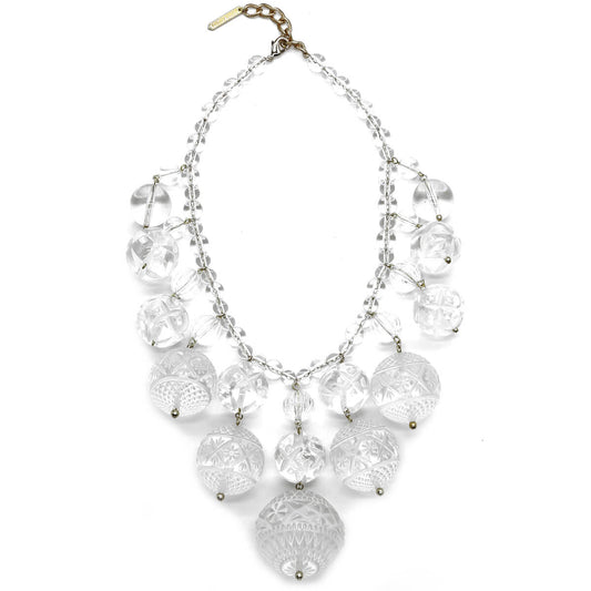 douglaspoon hand carved resin necklace in vintage clear