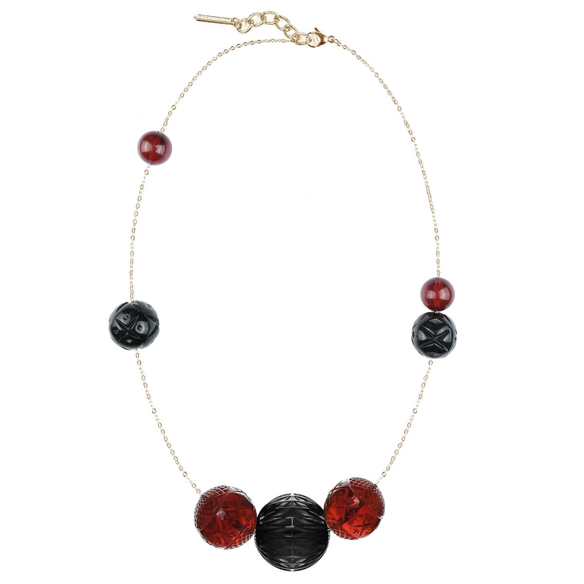 Long Random Sphere Necklace Amber & Black