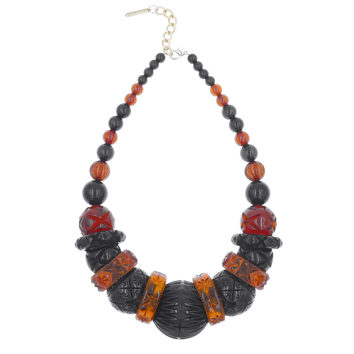 Statement Collar Necklace Amber & Black