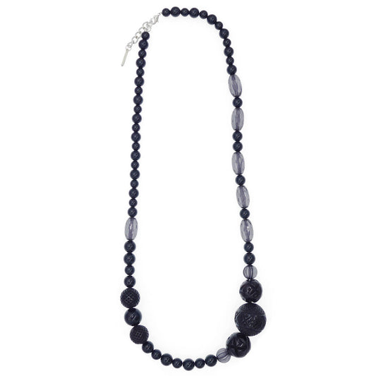 Extra Long Beaded Necklace Black