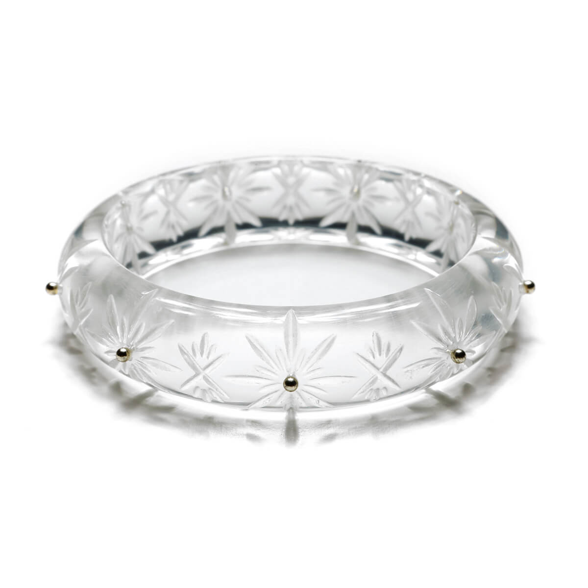 douglaspoon hand carved resin bangle in vintage clear