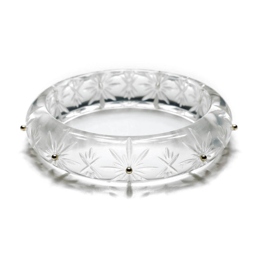 douglaspoon hand carved resin bangle in vintage clear