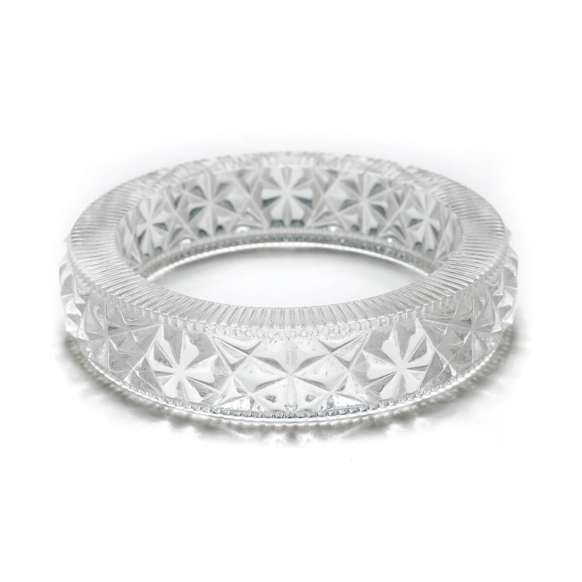 douglaspoon hand carved resin bangle in vintage clear