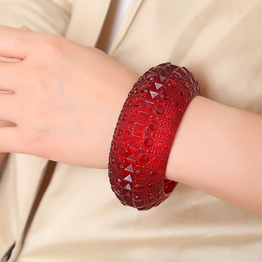 RESTOCKED Wide Bubble Bangle Vintage Clear