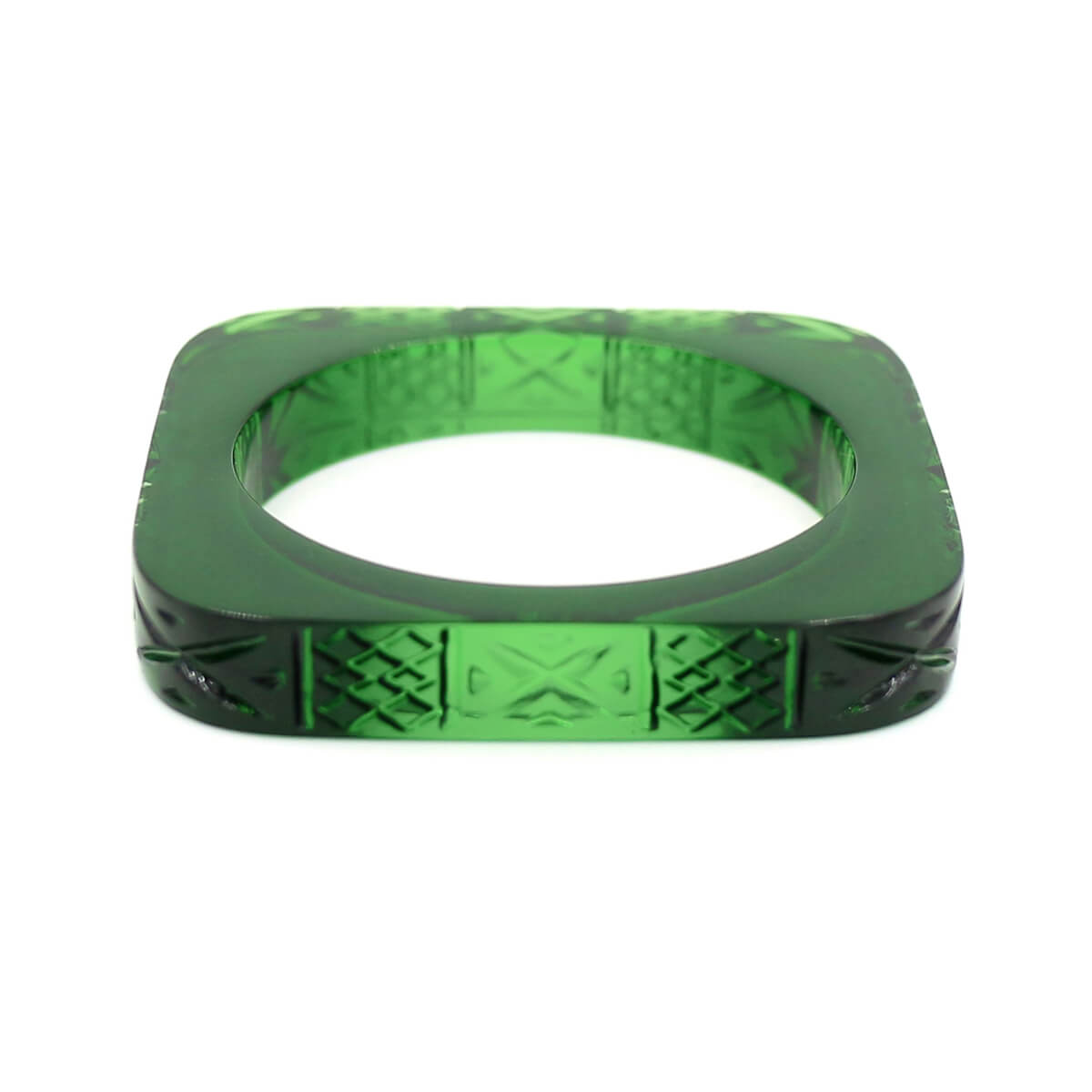 Slim Square Bangle Emerald Green
