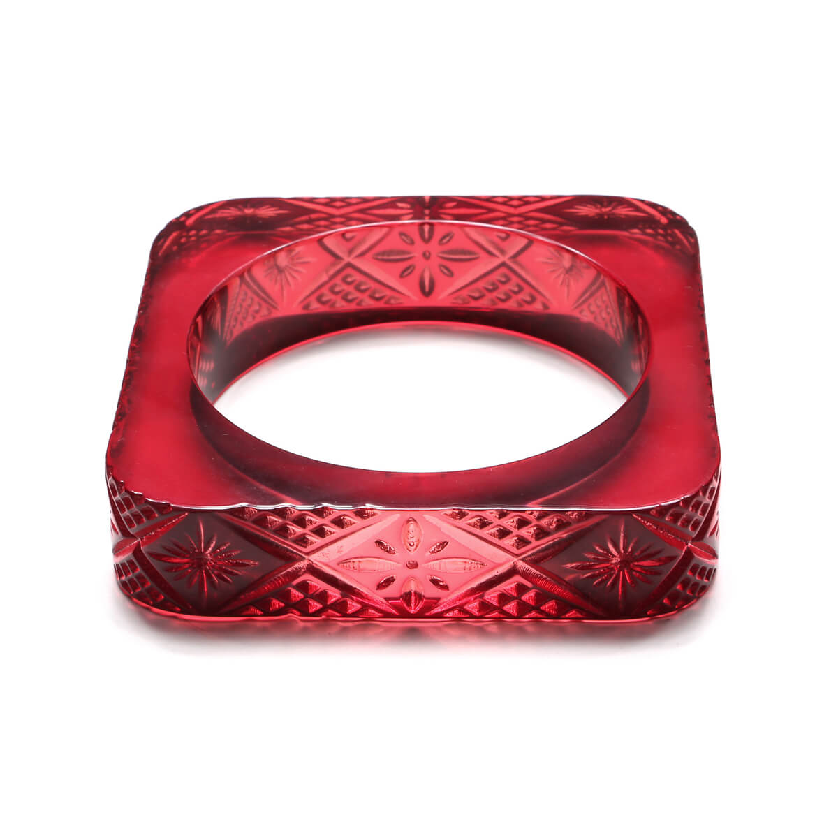 Etched Square Bangle Burgundy