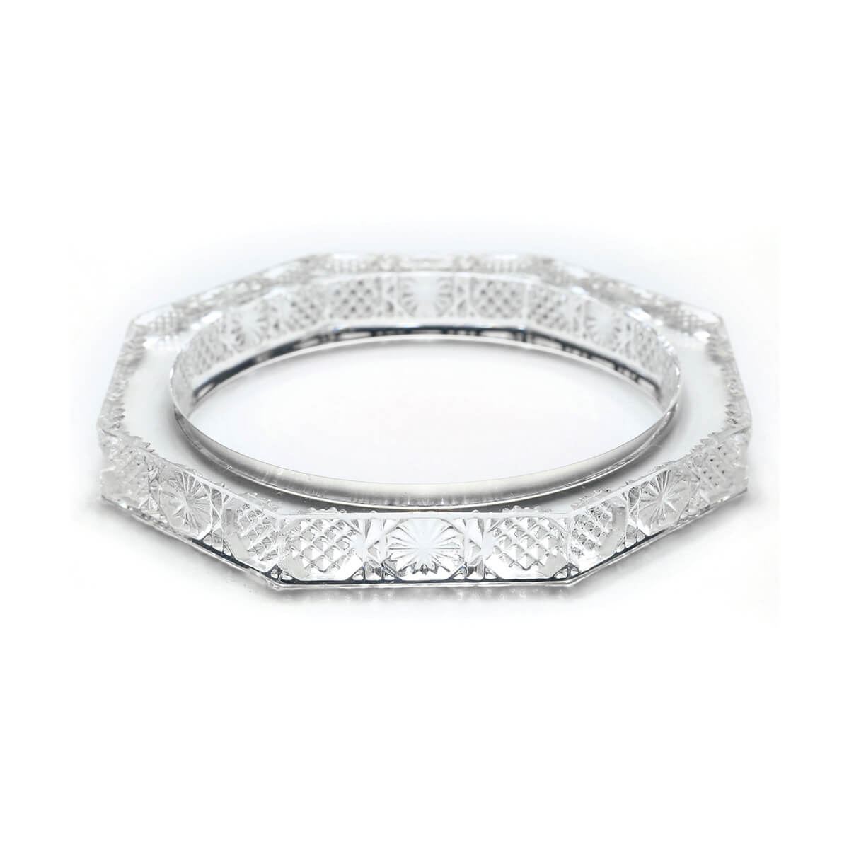 douglaspoon hand carved resin bangle in vintage clear