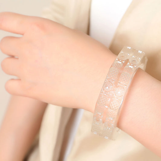 douglaspoon hand carved resin bangle in vintage clear