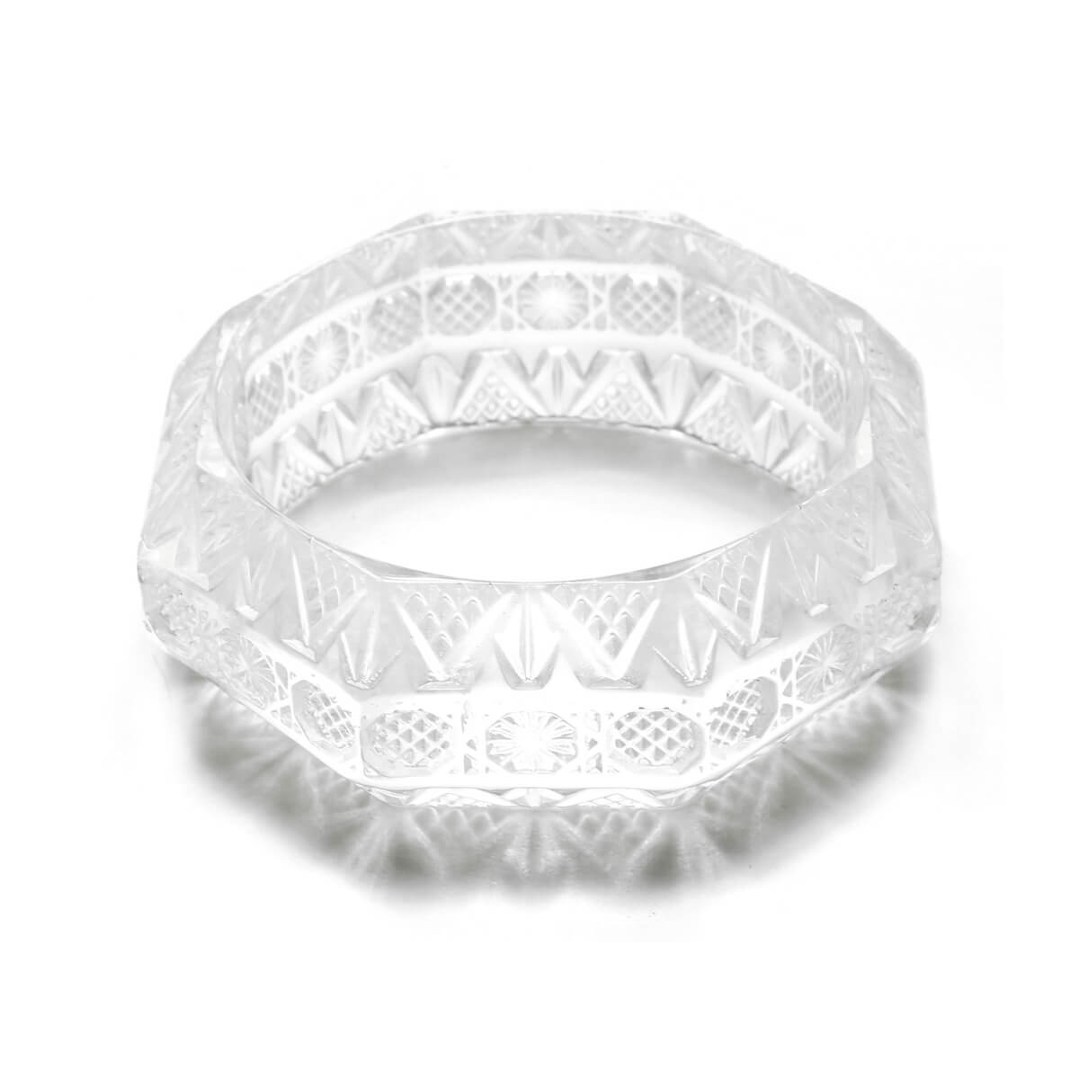 douglaspoon hand carved resin bangle in vintage clear