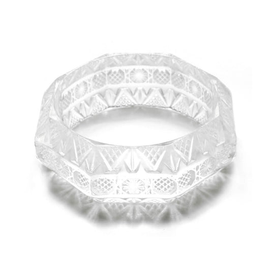 douglaspoon hand carved resin bangle in vintage clear