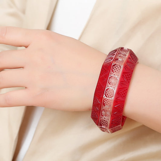 Etched Octagon Bangle Emerald Green