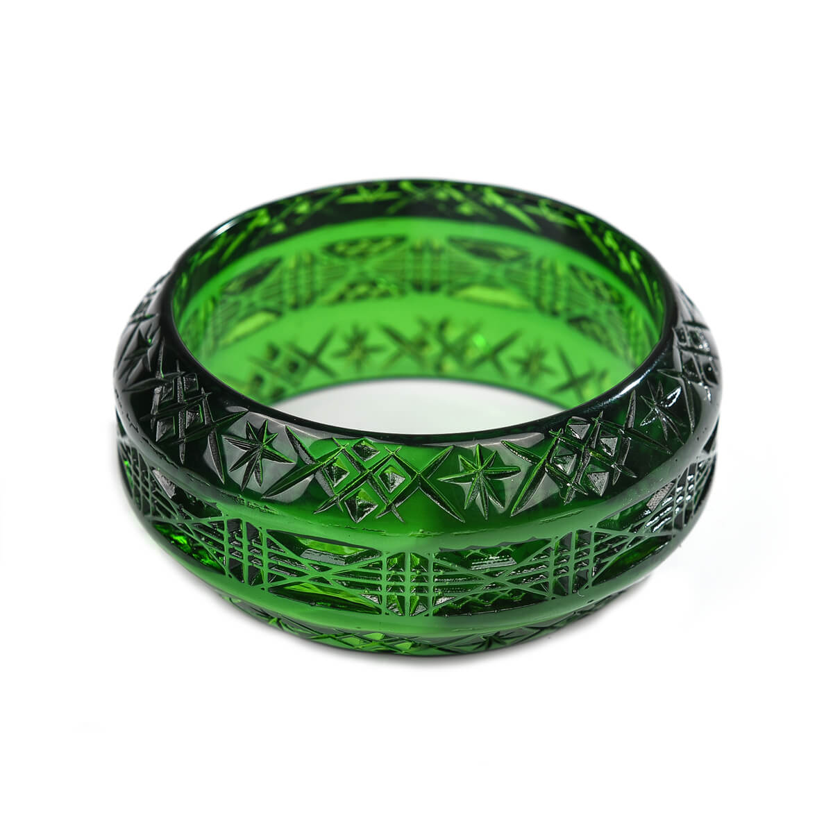 Wide Edged Bangle Emerald Green