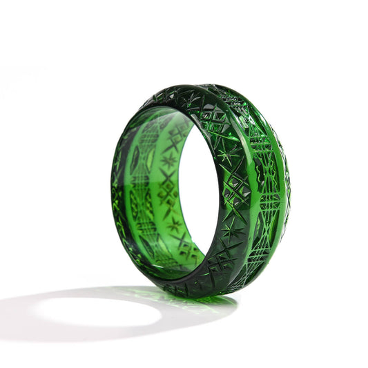 Wide Edged Bangle Emerald Green