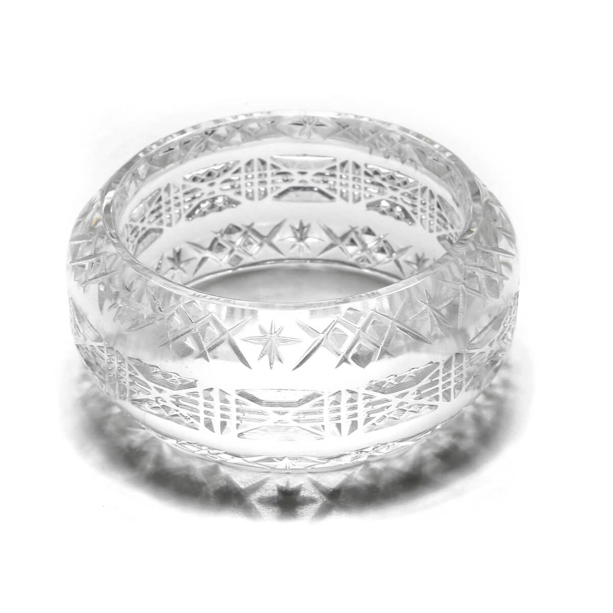 douglaspoon hand carved resin bangle in vintage clear