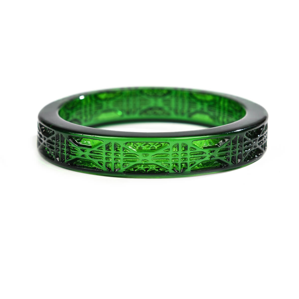Cut Glass Bangle Emerald Green