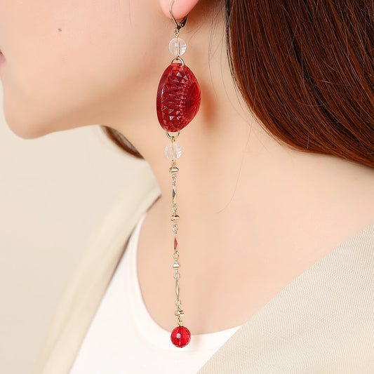 Etched Disc String Earrings Black