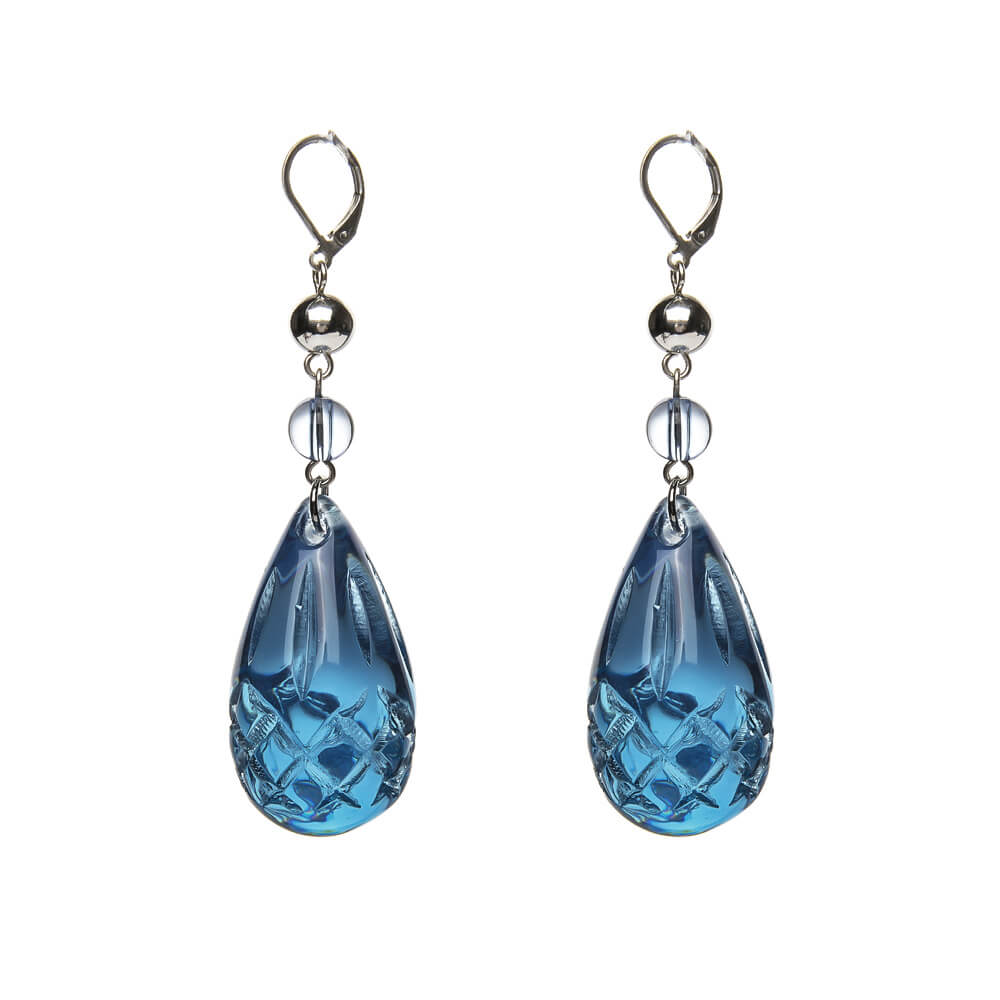 Etched Teardrop Earrings Classic Blue