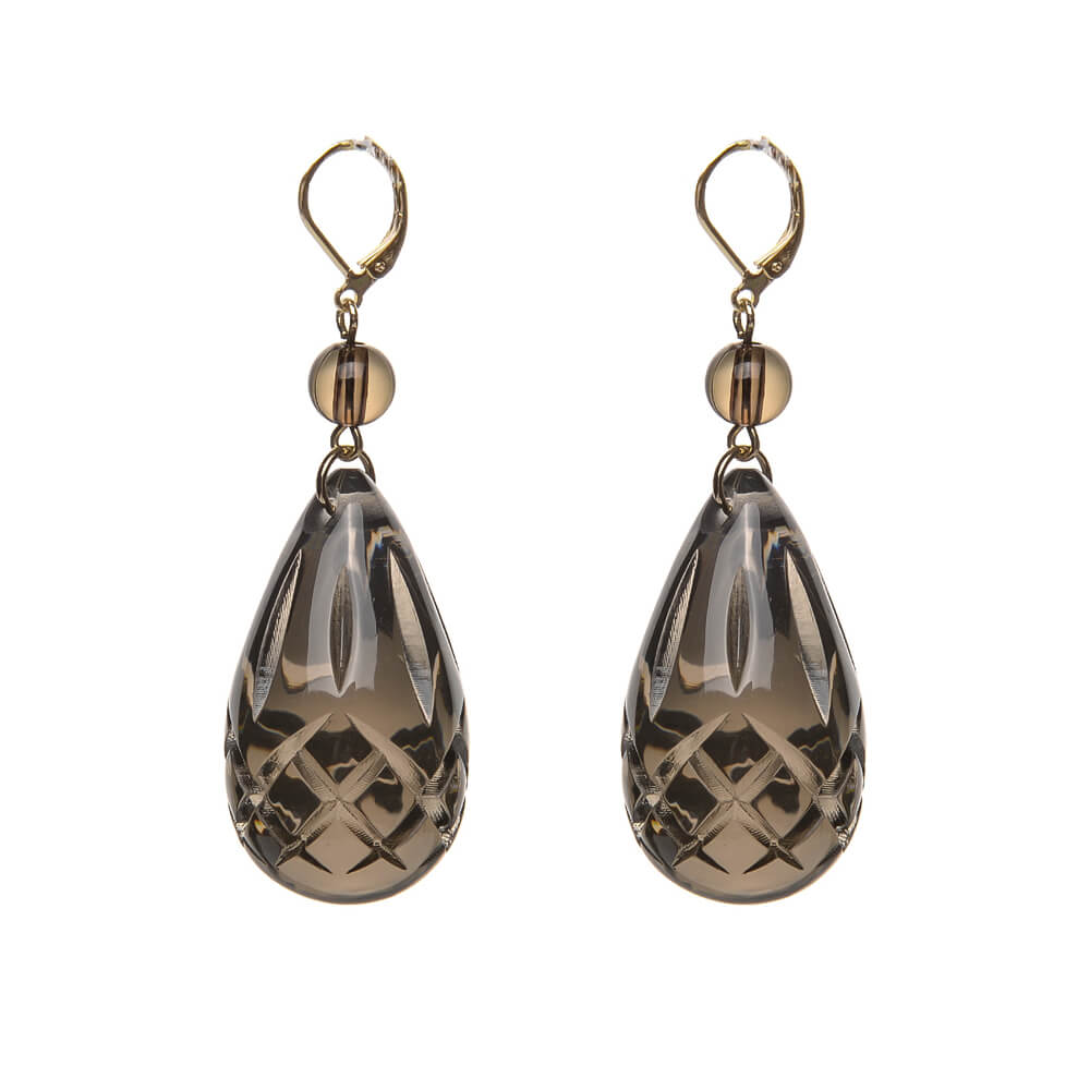 Etched Teardrop Earrings Dark Grey