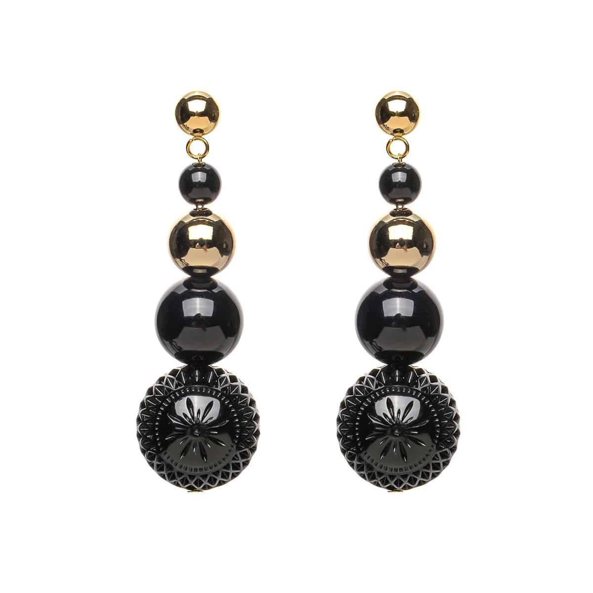 Multi Ball Stud Earrings Black