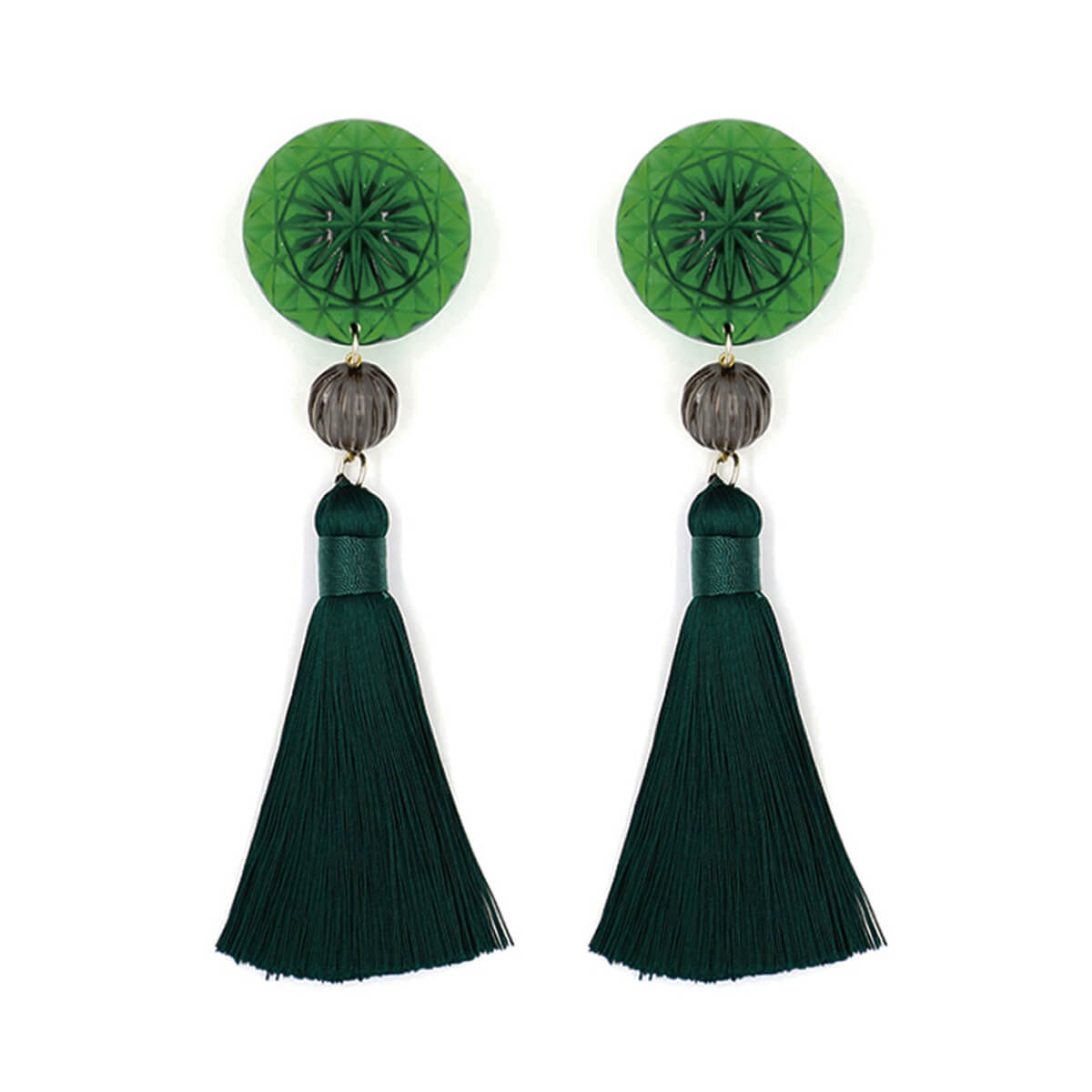 Emerald green tassel on sale earrings