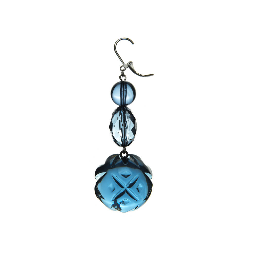 Semi Ball Beaded Earrings Classic Blue