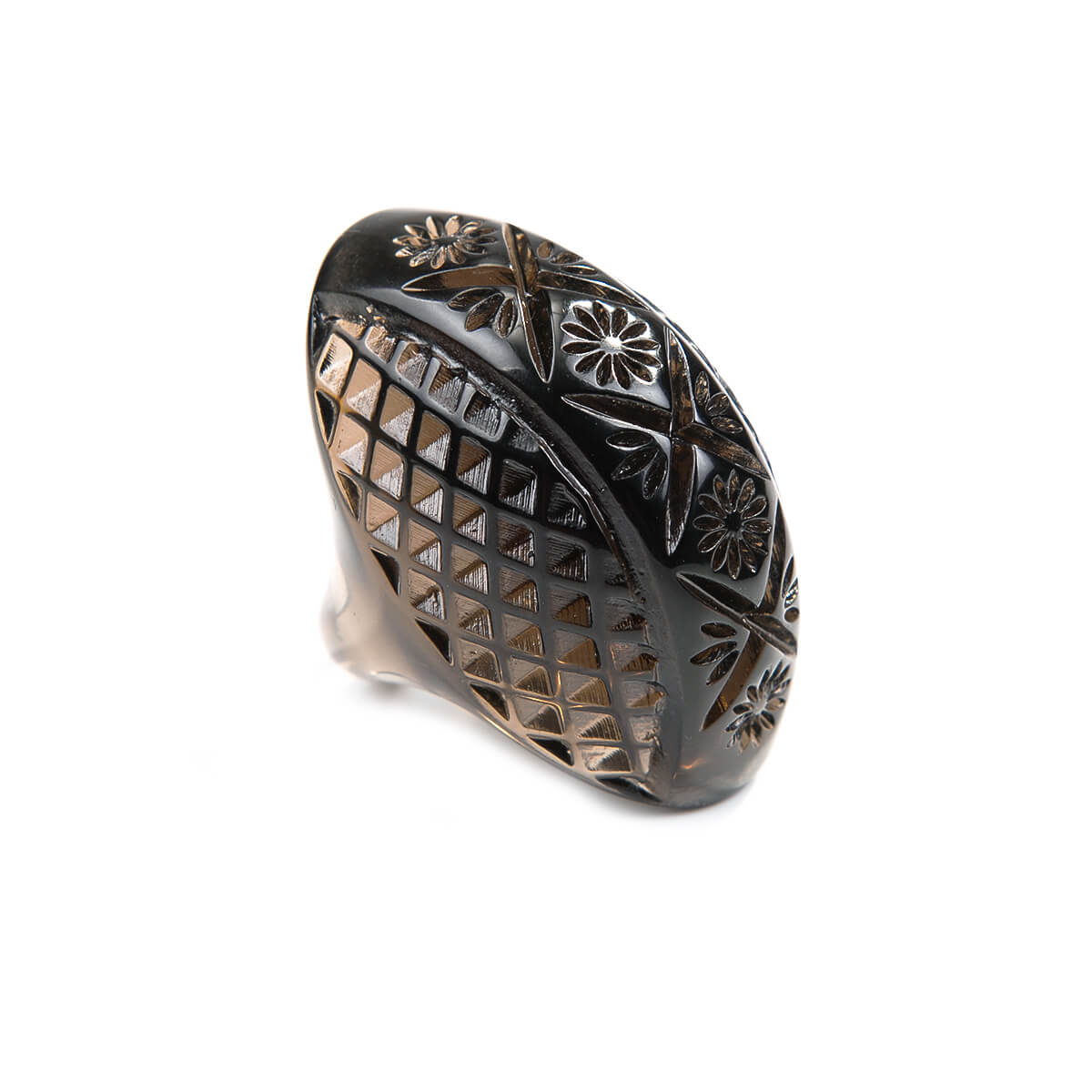 Etched Oval Ring Dark Grey
