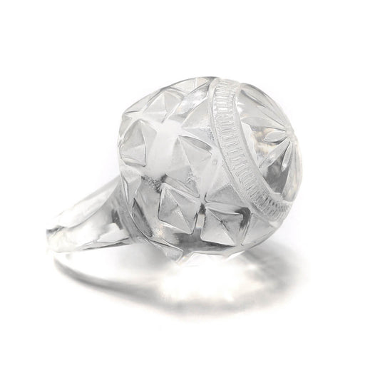 douglaspoon hand carved resin ring in vintage clear