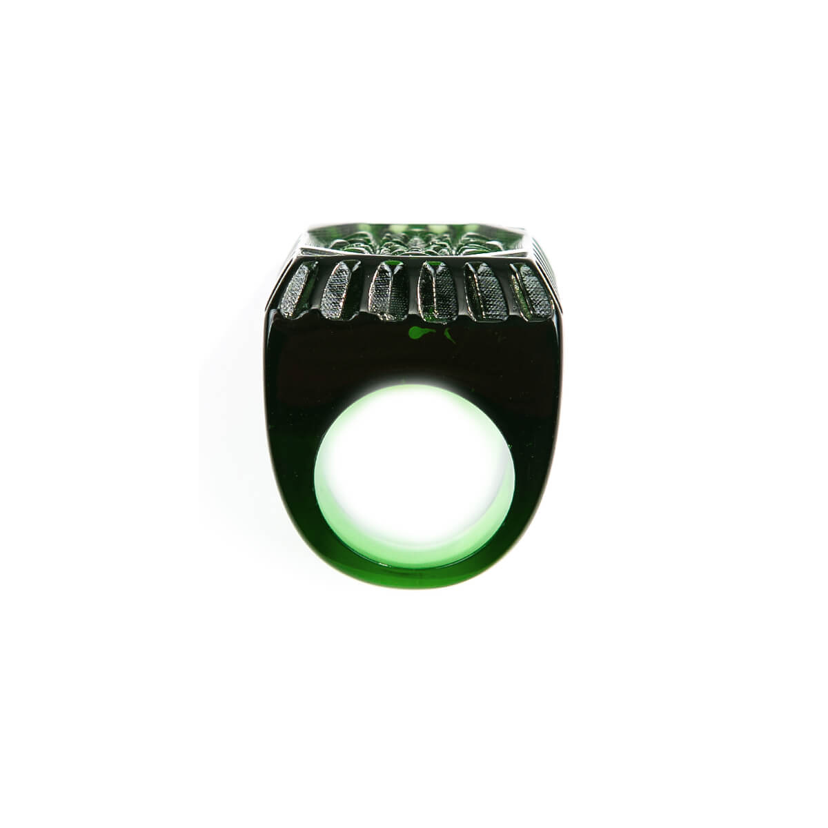 Etched Square Ring Emerald Green