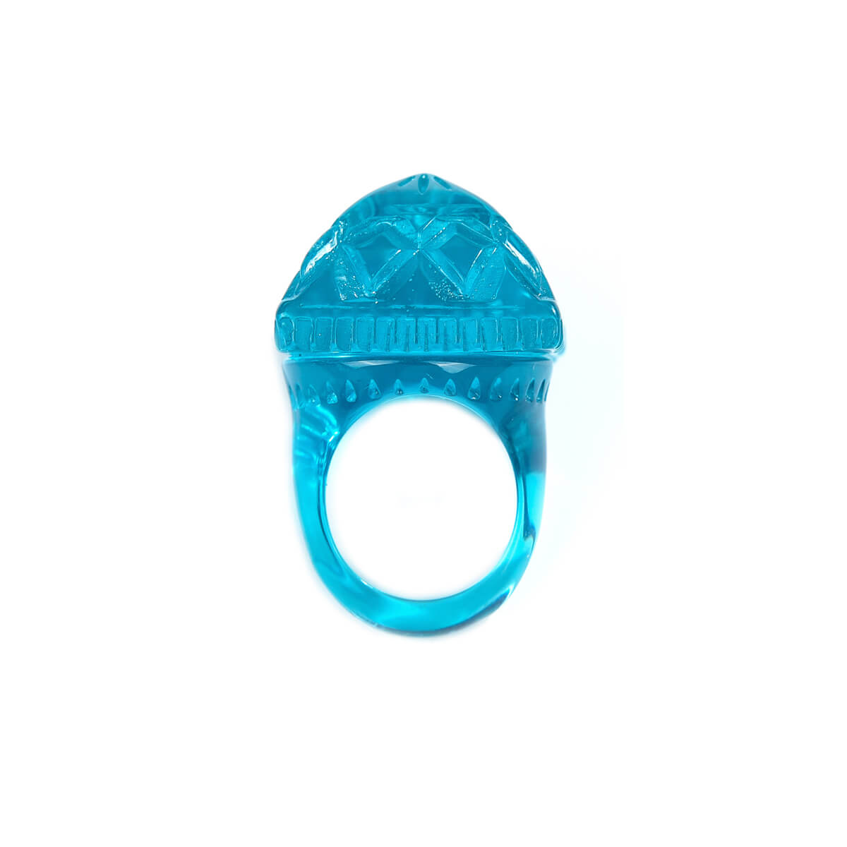 Carved Square Ring Aqua