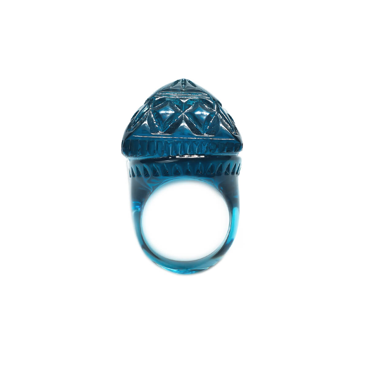 Carved Square Ring Classic Blue