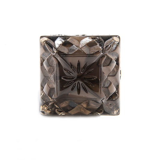 Carved Square Ring Dark Grey