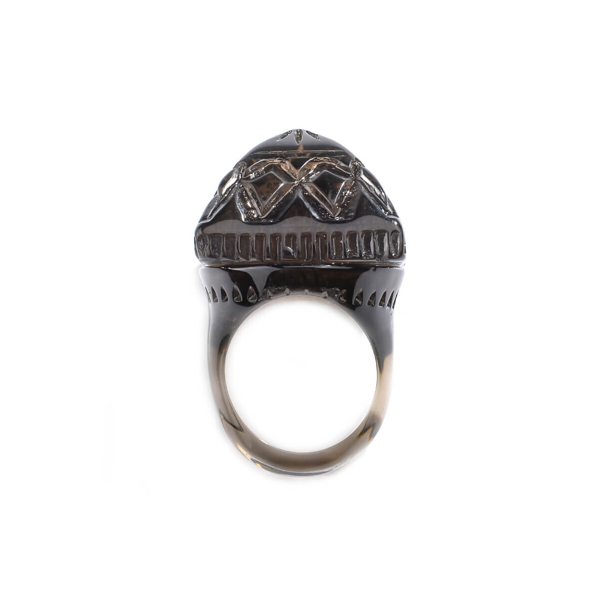 Carved Square Ring Dark Grey