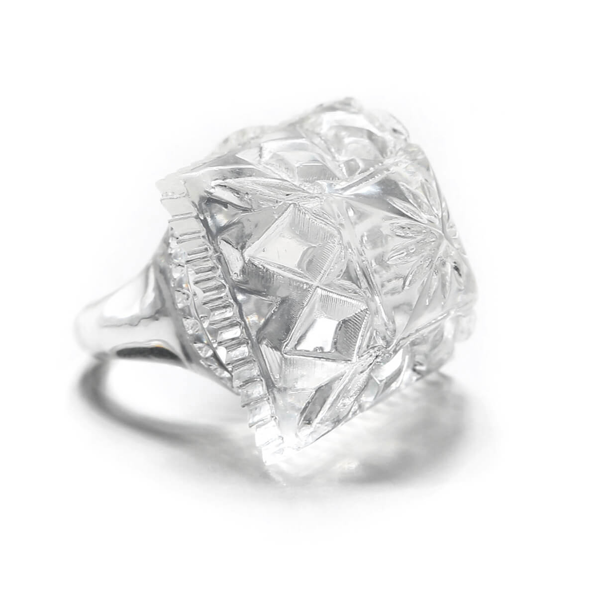 douglaspoon hand carved resin ring in vintage clear