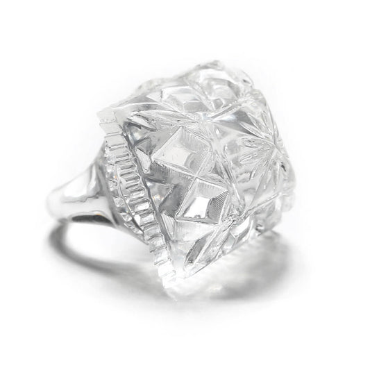 douglaspoon hand carved resin ring in vintage clear