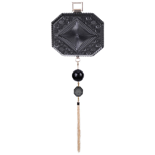 Hand Carved Octagon Clutch Black