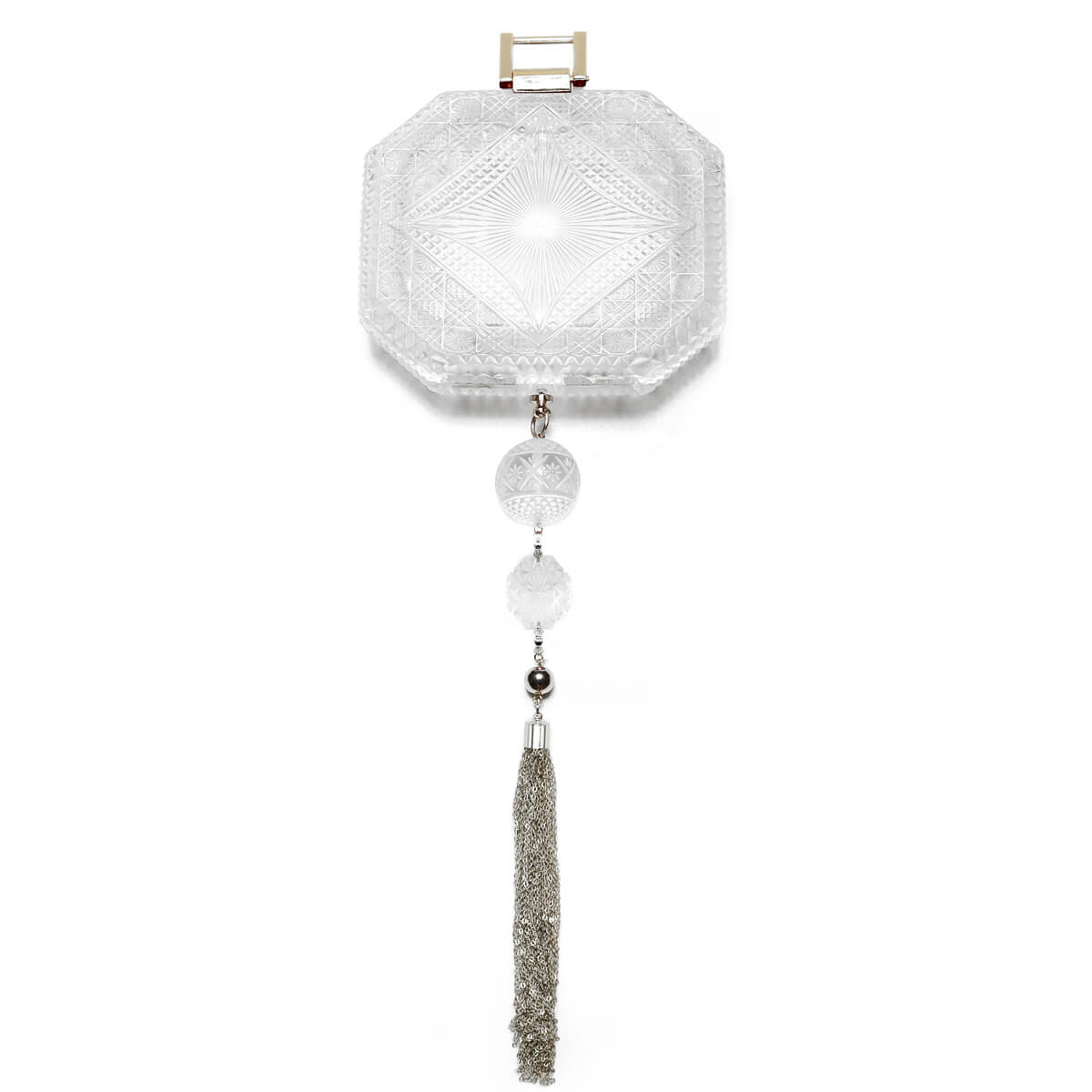 BESTSELLER Hand Carved Octagon Clutch Vintage Clear