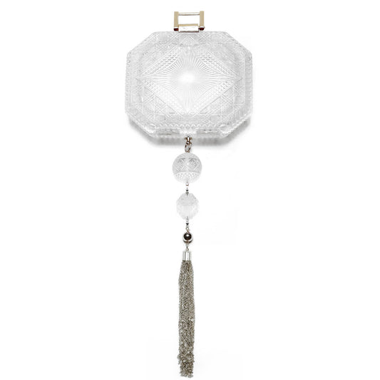 BESTSELLER Hand Carved Octagon Clutch Vintage Clear