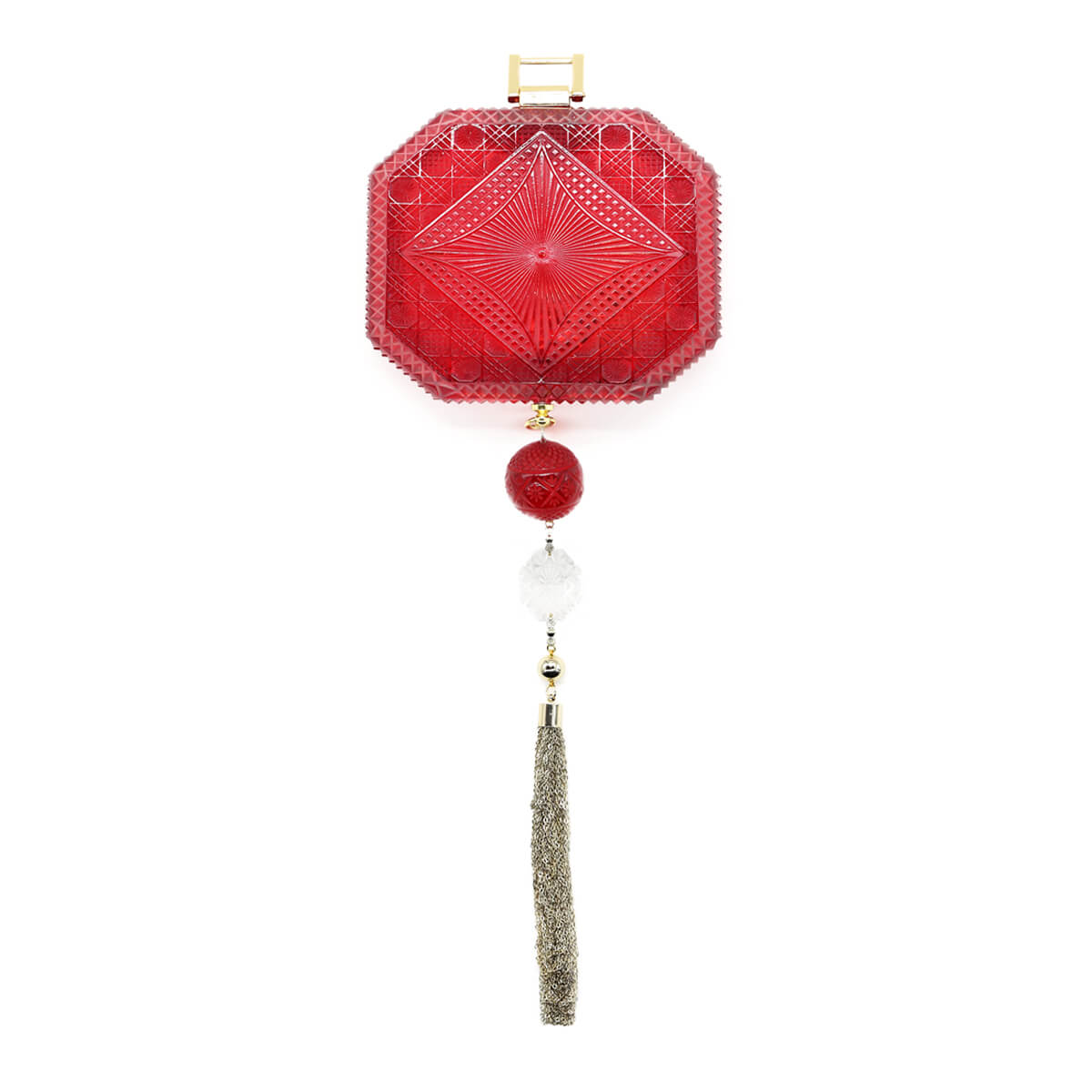 handmade vintage cut glass inspired clutch in burgundy red