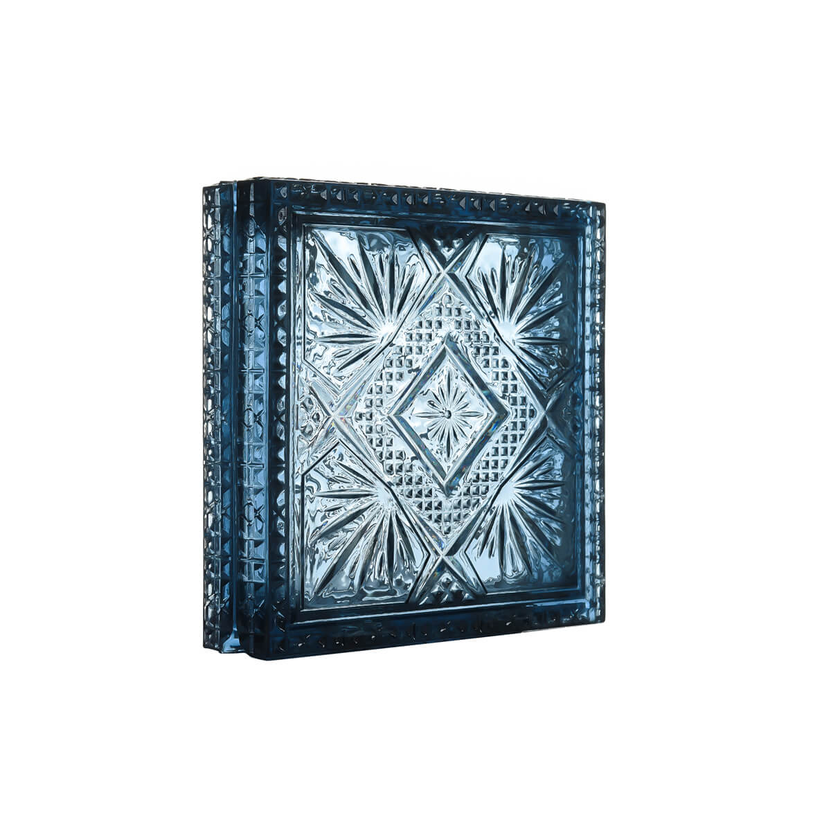 Hand Carved Box Clutch Classic Blue