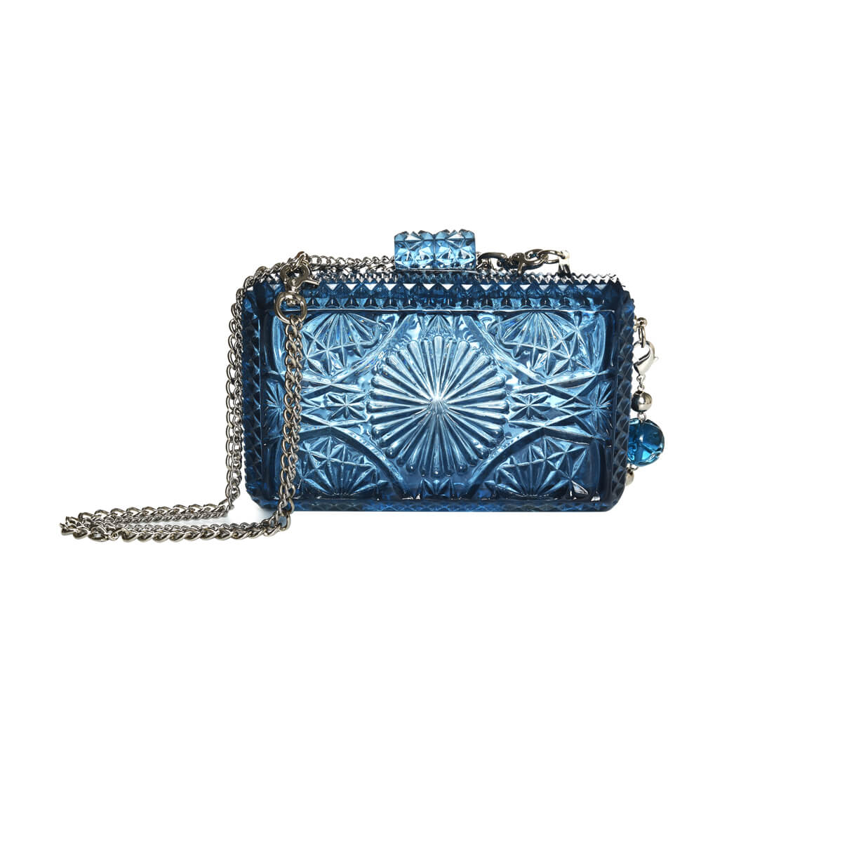 BACK IN STOCK Hand Carved Rectangle Clutch Classic Blue