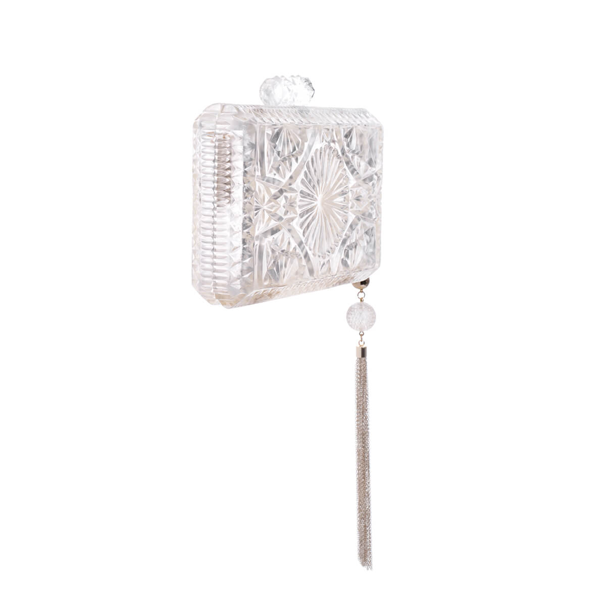 RESTOCKED Hand Carved Rectangle Clutch Vintage Clear