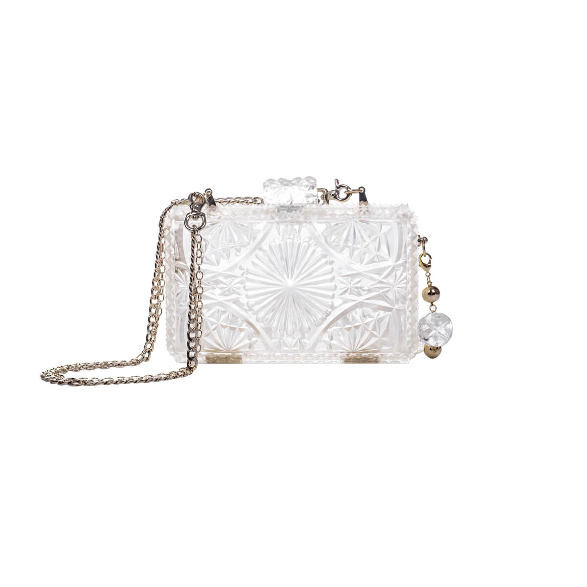 RESTOCKED Hand Carved Rectangle Clutch Vintage Clear