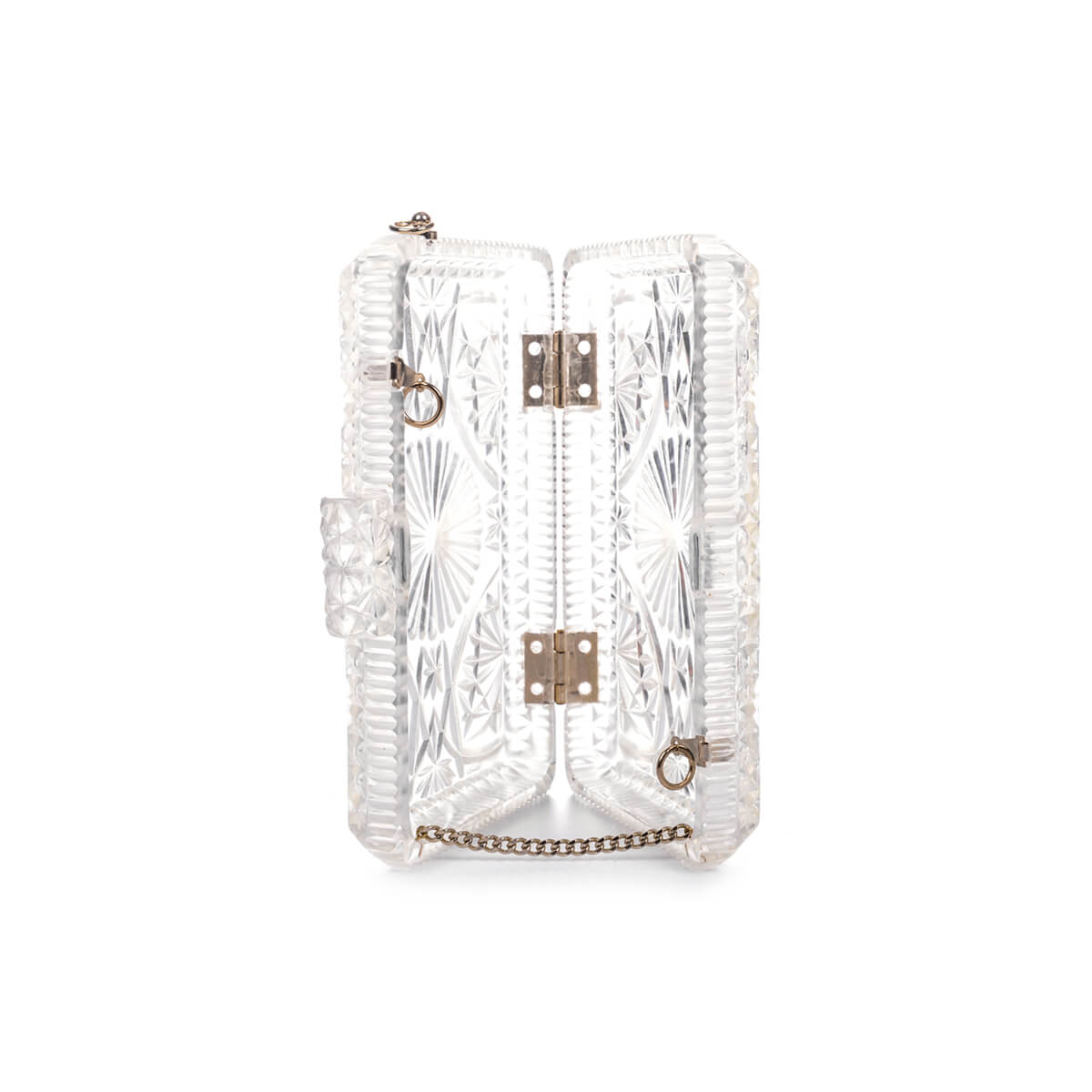 RESTOCKED Hand Carved Rectangle Clutch Vintage Clear