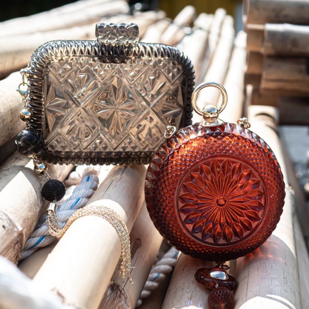 Hand Carved Clutch Dark Grey