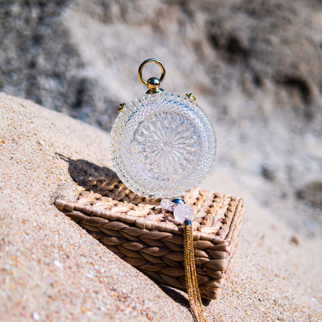 Hand Carved Sphere Clutch Vintage Clear