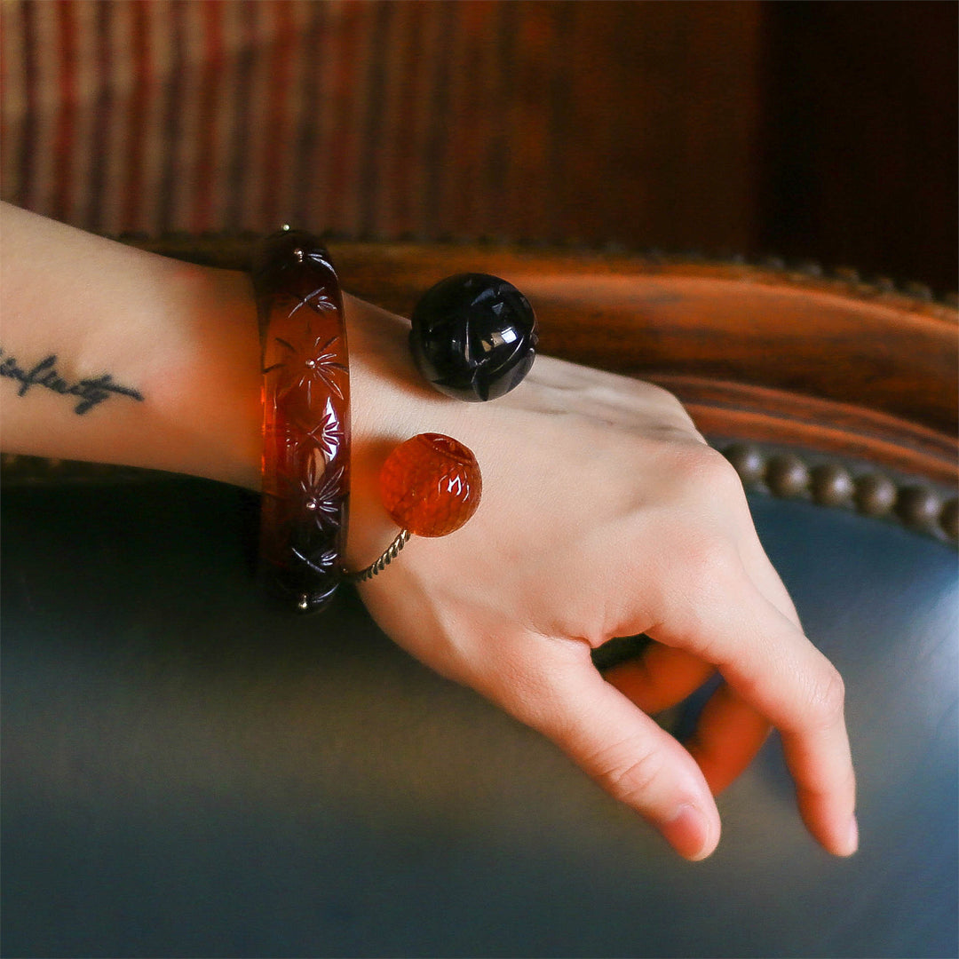 Dual Ball Cuff Amber & Black