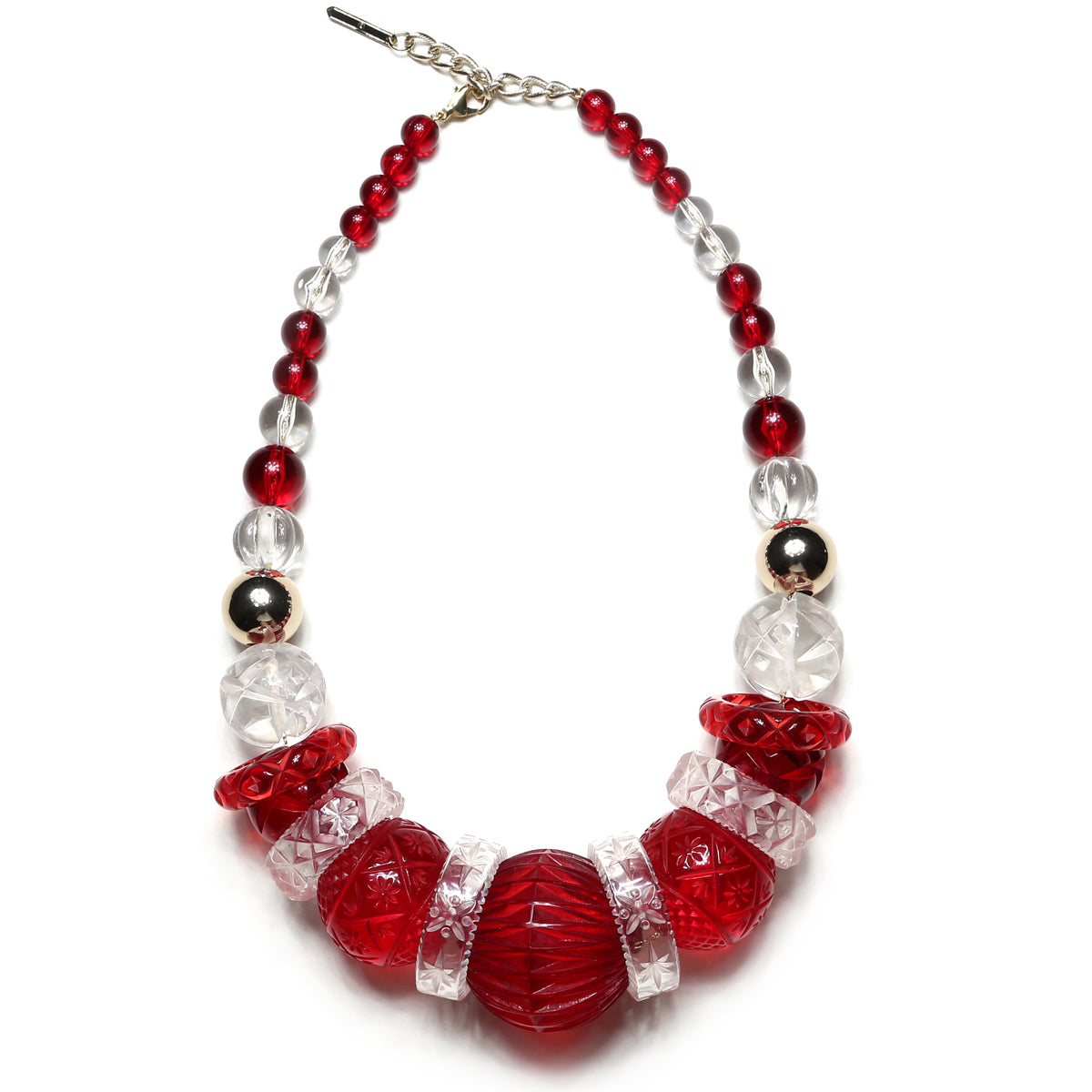Statement Collar Necklace Burgundy & Clear