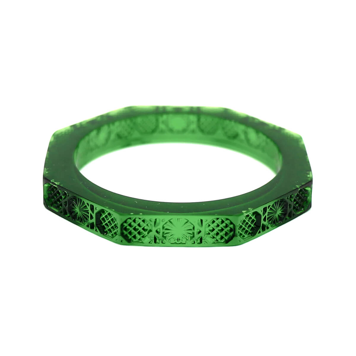 Slim Octagon Bangle Emerald Green