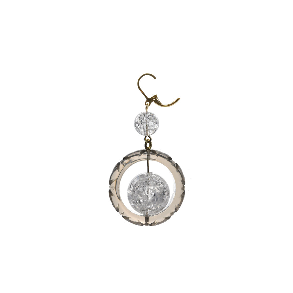 Frosted Ball Circle Earrings Grey & Clear