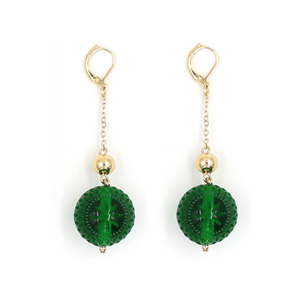 douglaspoon hand carved and polished resin earrings in emerald green